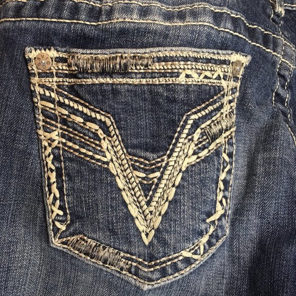Vigoss The Chelsea Jeans Size 30x33 Boot Cut Embellished Denim Low Rise - Picture 8 of 12